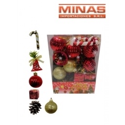 ADORNO DE NAV. ROJO 4 CM X 36 PCS, $ 7 CU.