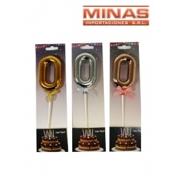 CAKE TOPPER N 0, ROSA, PLATEADO O DORADO.