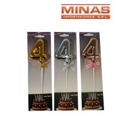 CAKE TOPPER N 4, ROSA, PLATEADO O DORADO.