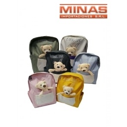 MOCHILA CON OSITO 6 COLORES 33x 26CM