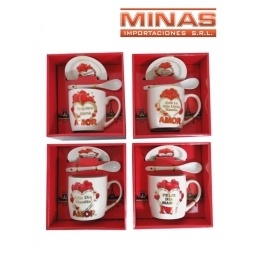 TAZA + PLATO + CUCH.FELIZ DIA MAMA,4 MODELOS.