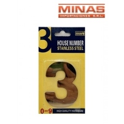 NUMERO 3 PARA PUERTA COLOR DORADO