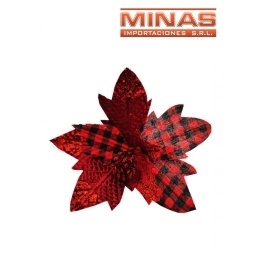 FLOR NAVIDEA  X 21 CM, ROJO Y NEGRO.