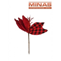 FLOR NAVIDEA  X 19 CM, ROJO Y NEGRO.