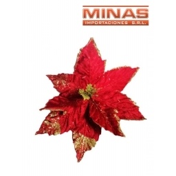 FLOR NAVIDEA X 20 CM, ROJO Y DORADO.