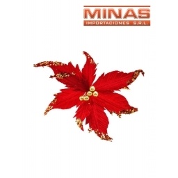 FLOR NAVIDEA X 25 CM, ROJO Y DORADO.