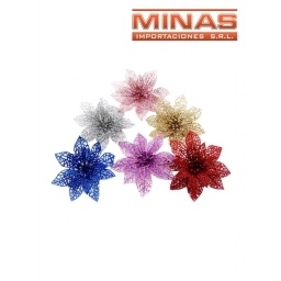 FLORES NAVIDEAS DE 12 CM X 6 UND, SURTIDAS.