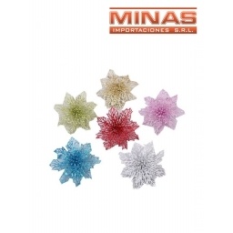 FLORES NAVIDEAS DE 12 CM X 6 UND, SURTIDAS.