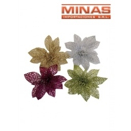 FLORES NAVIDEAS DE 14 CM X 4 UND, SURTIDAS.