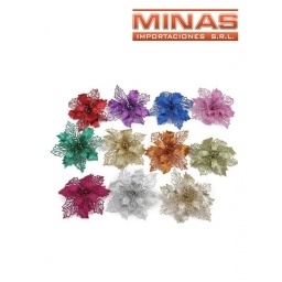 FLORES NAVIDEAS DE 10 CM X 6 UND, SURTIDAS.