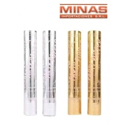 TUBO LANZA CONFETTI PLATEADO O DORADO X 40 CM.