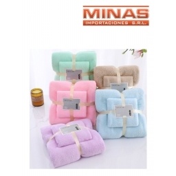 TOALLON 70 CM X 140 CM + TOALLA DE ROSTRO,V. COLORES