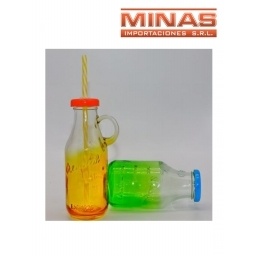 BOTELLA CON ASA Y  SORBETE.