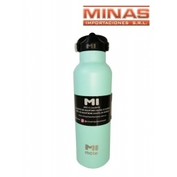 BOTELLA TERMICA DE ACERO MANTIENE EL FRIO POR 24H 500 ML, VERDE AGUA.