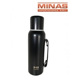 TERMO DE ACERO INOXIDABLE 1L EXCELENTE CALIDAD, NEGRO.