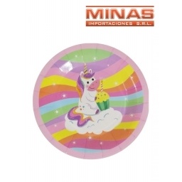 PLATOS UNICORNIO X 10 UND, 18 CM.