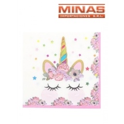 SERVILLETAS UNCORNIO  X 20 PCS, 33 CM X 33 CM.