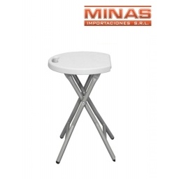TABURETE PLEGABLE DE RESINA, BLANCO, 31 CM X 29 CM X 44 CM.