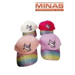 GORRO VISERA MULTICOLOR,UNICORNIO, 4 COLORES.