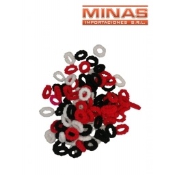 COLITAS TONOS BLANCO,NEGRO Y ROJO X 100 UND, CU $ 0,30.