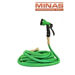 MANGUERA FLEXIBLE 12 X 15 MT + PISTOLA DE RIEGO,EN BOLSO.