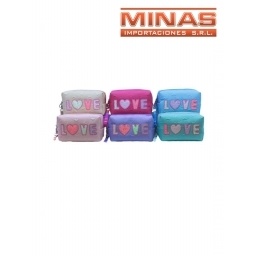 NECESER O CARTUCHERA LOVE, 6 COLORES.
