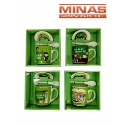 TAZA + PLATO + CUCH.,FELIZ DIA MAESTRO,4 MODELOS