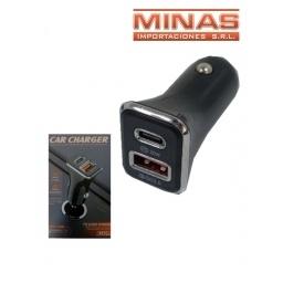 CARGADOR DE AUTO DOBLE TIPO A Y  TIPO C