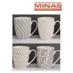 TAZA DE CERAMICA DE 350 ML ,TRIANGULOS.