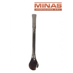 BOMBILLA ANCHA DE AC. INOXI. X 19 CM. EXCELENTE CALIDAD.