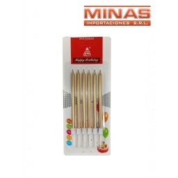 VELAS DE 9 CM + PORTAVELAS X 6 UND.