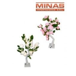 ROSAL DE 20 FLORES LUMINOSAS X 55 CM, ROSADO O BLANCO.