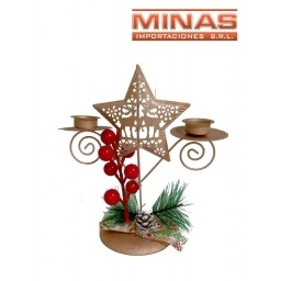 CANDELABRO DOBLE,ESTRELLA X 17 CM,DE METAL.