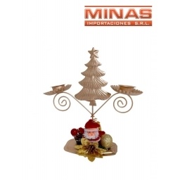 CANDELABRO DOBLE,P.NOEL  X 17 CM,DE METAL.
