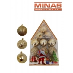 ESFERA DE NAV.DE 6 CM X 12 PCS, DORADO.