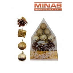 ESFERA DE NAV.DE 5 CM X 12 PCS, DORADO.