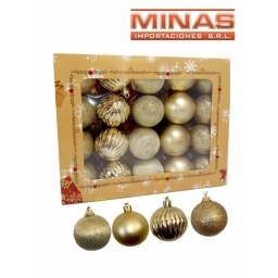 ESFERAS DE  NAV. 5 CM X 40 PCS, DORADO.