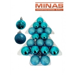 ESFERAS DE  NAV. 3 CM X 17 PCS, TURQUESA.
