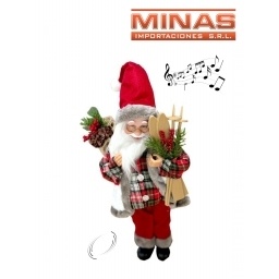 PAPA NOEL CON ESQUI MUSICAL X 45 CM,ROJO.