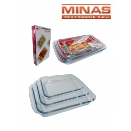 SET DE 3 FUENTES DE VIDRIO PARA HORNO,1 L ,2 L Y 3 L, RECTANGULARES.