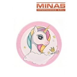 PLATOS DESCARTABLES DE 18 CM X 10 UND,UNICORNIO.