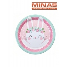 PLATOS DESCARTABLES DE 18 CM X 10 UND,CONEJITA.