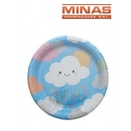 PLATOS DESCARTABLES DE 18 CM X 10 UND,NUBE CELESTE.