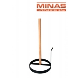SOPORTE PARA ROLLO DE COCINA,NEGRO CON DETALLE DE MADERA.