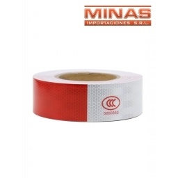 CINTA REFLECTIVA 5 CM X 45 M, ROJO Y BLANCO.