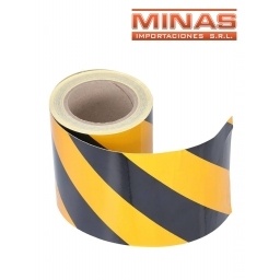 CINTA REFLECTIVA 10 CM X 48 M, AMARILLO Y NEGRO.