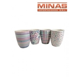 TAZA DE CERAMICA X 350 ml, RAYAS Y CORAZON.