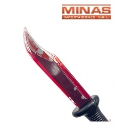 CUCHILLO X 33 CM, CON SANGRE LIQUIDA.