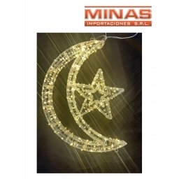 ADORNO LUMINOSO DE 45 CM X 5 CM,  8 POSICIONES CON 4 COLORES, LUNA CON ESTRELLA.
