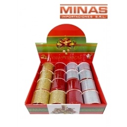 CINTA DE NAVIDAD BRILLANTE DE 6,3 CM X 2.7 M X 16 UND,3 COLORES, $ 60 CU.